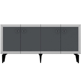 Μπουφές Ponny 475OLV2748 150x40x79cm Anthracite-Silver Μοριοσανίδα, Μελαμίνη