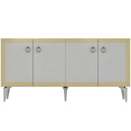 Μπουφές Ponny 475OLV2749 150x40x79cm White-Gold Μοριοσανίδα, Μελαμίνη