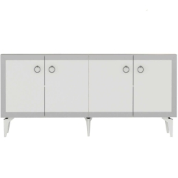 Μπουφές Ponny 475OLV2750 150x40x79cm White-Silver Μοριοσανίδα, Μελαμίνη