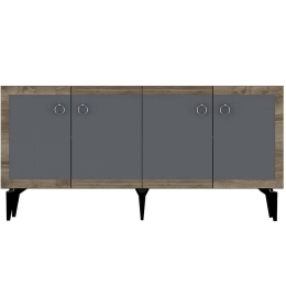 Μπουφές Selen 475OLV2752 150x40x79cm Anthracite-Walnut Μοριοσανίδα, Μελαμίνη