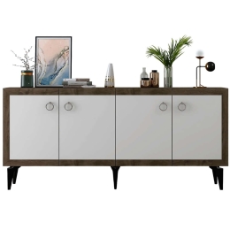 Μπουφές Selen 475OLV2753 150x40x79cm Walnut-White Μοριοσανίδα, Μελαμίνη