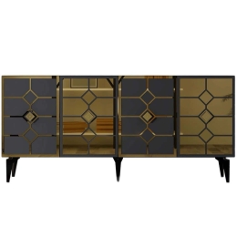 Μπουφές Irmak 475OLV2759 150x40x79cm Anthracite-Gold Μοριοσανίδα, Μελαμίνη