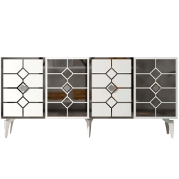 Μπουφές Irmak 475OLV2762 150x40x79cm White-Silver Μοριοσανίδα, Μελαμίνη
