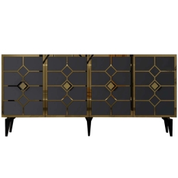 Μπουφές Cagla 475OLV2763 150x40x79cm Anthracite-Gold Μοριοσανίδα, Μελαμίνη