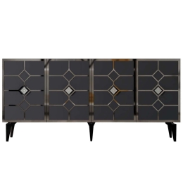Μπουφές Cagla 475OLV2764 150x40x79cm Anthracite-Silver Μοριοσανίδα, Μελαμίνη