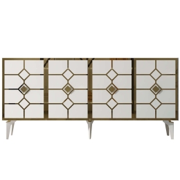 Μπουφές Cagla 475OLV2765 150x40x79cm White-Gold Μοριοσανίδα, Μελαμίνη