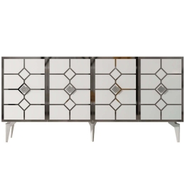 Μπουφές Cagla 475OLV2766 150x40x79cm White-Silver Μοριοσανίδα, Μελαμίνη