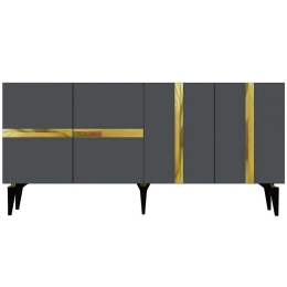 Μπουφές Vania 475OLV2771 150x40x79cm Anthracite-Gold Μοριοσανίδα, Μελαμίνη