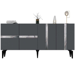 Μπουφές Vania 475OLV2772 150x40x79cm Anthracite-Silver Μοριοσανίδα, Μελαμίνη