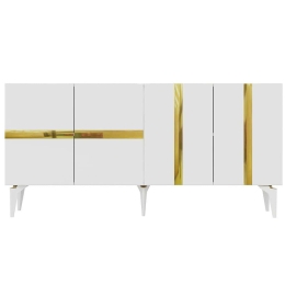Μπουφές Vania 475OLV2773 150x40x79cm White-Gold Μοριοσανίδα, Μελαμίνη