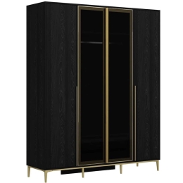 Ντουλάπα Τετράφυλλη Elevate 506MNR3722 180x52x218cm Black Τετράφυλλη