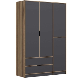 Ντουλάπα Τετράφυλλη Elina 506MNR3729 140x52x208cm Oak-Anthracite Τετράφυλλη