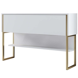 Κονσόλα Luxe 618BLY1402 120x30x80cm Gold-White Μοριοσανίδα, Μέταλλο