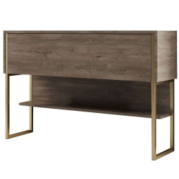 Κονσόλα Luxe 618BLY1403 120x30x80cm Gold-Walnut Μοριοσανίδα, Μέταλλο