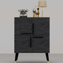 Μπουφές Makro 475OLV1762 70x35x90cm Marble Effect Black Μοριοσανίδα, Μελαμίνη