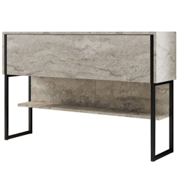 Κονσόλα Luxe 618BLY1410 120x30x80cm Travertine Beige-Black Μοριοσανίδα, Μέταλλο
