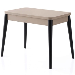 Τραπέζι Επεκτεινόμενο Dolunay 974NMB2208 100/120x60x75cm Light Mocha-Black Μοριοσανίδα, Μέταλλο