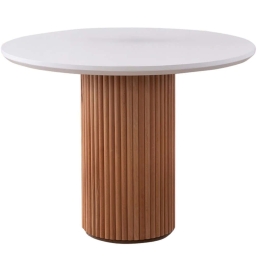 Τραπέζι Otantik 974NMB2225 Φ104x75cm White-Walnut Mdf,Ξύλο