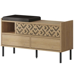 Παπουτσοθήκη - Σκαμπό Heaton 855DTE5181 111x37x56,5cm Oak Μοριοσανίδα, Μέταλλο