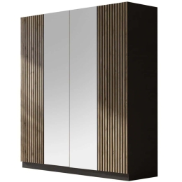 Ντουλάπα Τετράφυλλη 787CDL1316 180x55x190cm Pine-Black Τετράφυλλη