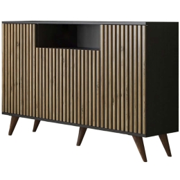 Μπουφές 787CDL1707 140x35x91cm Pine-Black Μοριοσανίδα,Mdf