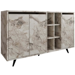 Μπουφές Seria 811MDD4155 140x40x86cm Marble Effect White Μοριοσανίδα, Μελαμίνη