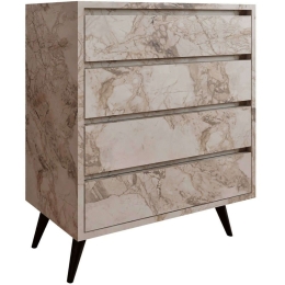 Συρταριέρα Suvera 811MDD4303 70x40x86cm Marble Effect White-Beige