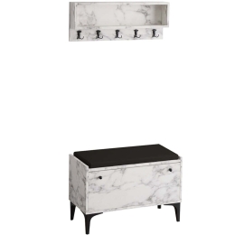 Έπιπλο Εισόδου Lena 393MRD1351 80x35x49cm Marble Effect White-Black Πλαστικό,Μοριοσανίδα