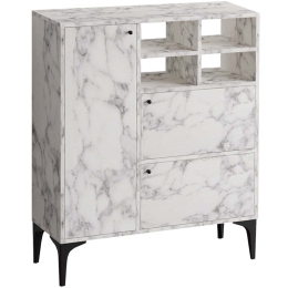 Μπουφές Ewa 793ELG1816 100x35x125cm Marble Effect White Μοριοσανίδα, Μελαμίνη