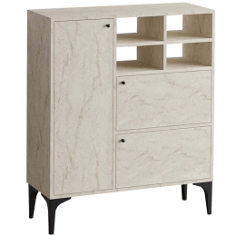 Μπουφές Ewa 793ELG1817 100x35x125cm Travertine Beige Μοριοσανίδα, Μελαμίνη
