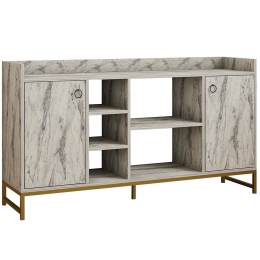 Μπουφές Vuslat 835PUQ3407 160x40x85cm Marble Effect White Μοριοσανίδα, Μέταλλο