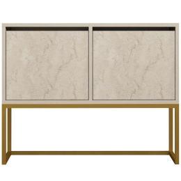 Κονσόλα Zermat 495SSE1910 90x34x70cm Travertine Beige-Gold Μοριοσανίδα, Μελαμίνη