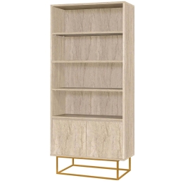 Βιβλιοθήκη Laxus Rea 869VEL3652 80x36x182cm Travertine Beige-Gold