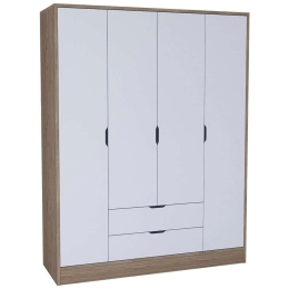 Ντουλάπα Τετράφυλλη Nisan 350MWD1130 170x45x183cm Light Walnut-White Τετράφυλλη