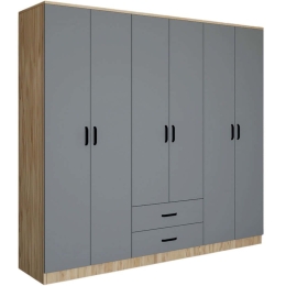 Ντουλάπα Εξάφυλλη Yaman Luna 350MWD1132 180x45x190cm Grey Εξάφυλλη