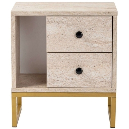 Κομοδίνο Glimmer 241NRD1410 45,2x29,5x50cm Travertine Beige-Gold