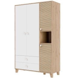Ντουλάπα Τετράφυλλη Lisa 389MZA1608 120x45x191,8cm Oak-White Τετράφυλλη