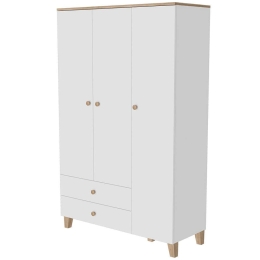 Ντουλάπα Τρίφυλλη Vento 389MZA1610 120x47,5x191,8cm Oak-White Τρίφυλλη