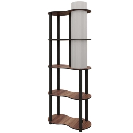 Φωτιστικό Δαπέδου Με Ραφάκια 666PTR1122 48x24x140cm 1xE27 40W Walnut Opviq