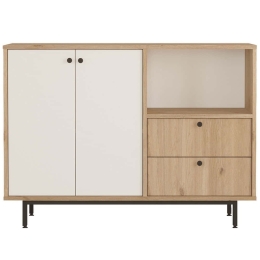 Ντουλάπι 956LCS3559 120x35,5x85cm Oak-White Μοριοσανίδα, Μέταλλο