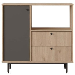 Ντουλάπι 956LCS3565 88x35,5x85cm Oak-Anthracite Μοριοσανίδα, Μέταλλο