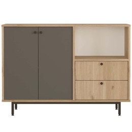 Ντουλάπι 956LCS3566 120x35,5x85cm Oak-Anthracite Μοριοσανίδα, Μέταλλο