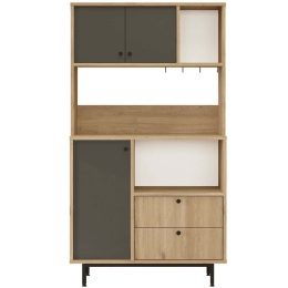 Ντουλάπι Κουζίνας 956LCS3567 88x35,5x161,2cm Oak-Anthracite Μοριοσανίδα, Μέταλλο