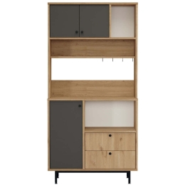 Ντουλάπι Κουζίνας 956LCS3568 88x35,5x180cm Oak-Anthracite Μοριοσανίδα, Μέταλλο