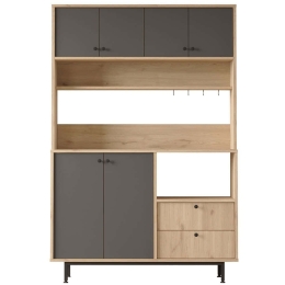 Ντουλάπι Κουζίνας 956LCS3569 120x35,5x180cm Oak-Anthracite Μοριοσανίδα, Μέταλλο
