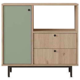 Ντουλάπι 956LCS3579 88x35,5x85cm Oak-Green Μοριοσανίδα, Μέταλλο