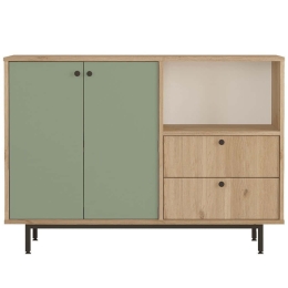 Ντουλάπι 956LCS3580 120x35,5x85cm Oak-Green Μοριοσανίδα, Μέταλλο