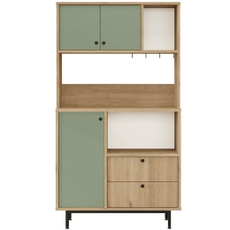 Ντουλάπι Κουζίνας 956LCS3581 88x35,5x161,2cm Oak-Green Μοριοσανίδα, Μέταλλο