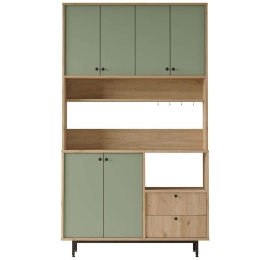 Ντουλάπι Κουζίνας 956LCS3585 120x35,5x205cm Oak-Green Μοριοσανίδα, Μέταλλο