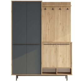 Έπιπλο Εισόδου Os 956LCS2834 147,4x35,5x195,6cm Oak-Anthracite Μοριοσανίδα, Μελαμίνη